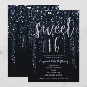 Invitación Luces de Estrella Encantadas Lavanda Púrpura Dulce