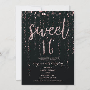 Invitación Luces de Estrella Encantadas Rubor Rosa Dorado Dul