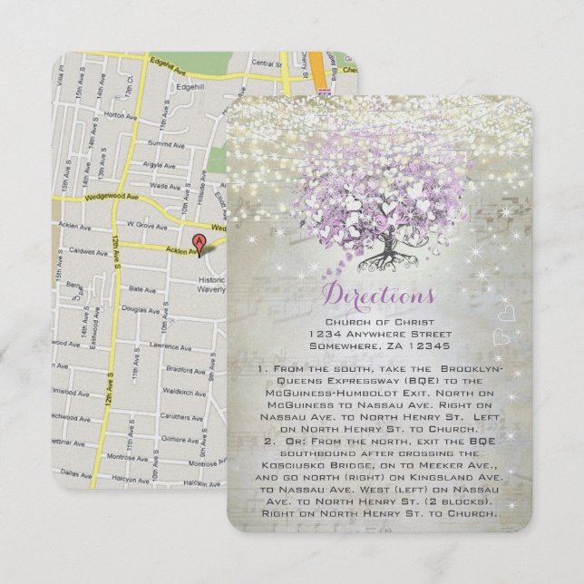 Invitación Luces de estrellas de cuento de hadas de lavanda p (Anverso / Reverso)