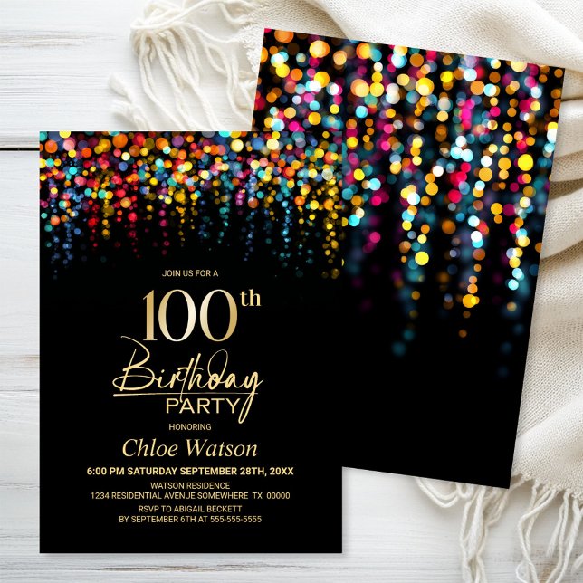 Invitación Luces de fiesta con bokeh colorido Cumpleaños núme (Subido por el creador)