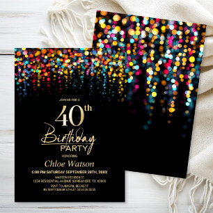 Invitación Luces de fiesta con bokeh colorido para cumpleaños
