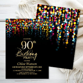 Invitación Luces de fiesta con bokeh colorido para cumpleaños