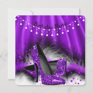 Invitación Luces de Fiesta de Cumpleaños de Tacones Altos de