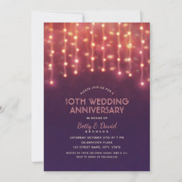 Invitación Luces de fiesta modernas 10º aniversario de bodas