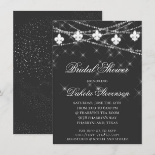 Invitación Luces de Fleur de Lis   Ducha de novia gris de car