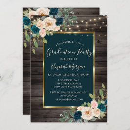 Invitación Luces de flores rosas, fiesta de graduación de mad