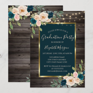 Invitación Luces de flores rosas, fiesta de graduación de mad