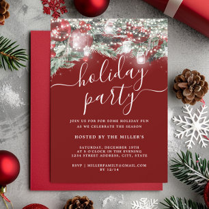 Invitación Luces de Follaje Festivo de Navidad 