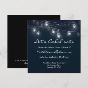 Invitación Luces de frasco de Mason para celebrar la cena
