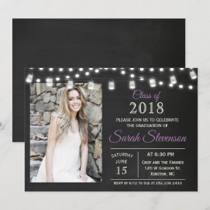 INVITACIÓN - Luces de frasco de Mason para graduac