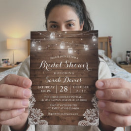 Invitación Luces de frascos de Mason rústicos para ducha de n