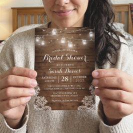 Invitación Luces de frascos de Mason rústicos para ducha de n