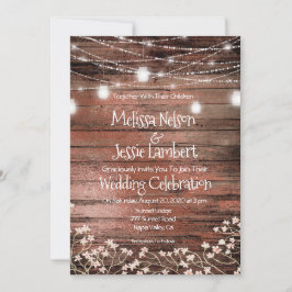 Invitación Luces de Frascos Mason Aliento de Bebé Boda Rústic