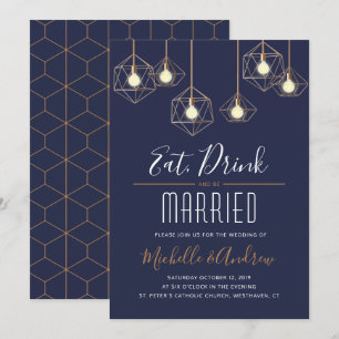 Invitación Luces de Geo comen bebida y son Bodas de la Marina