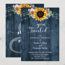 Luces de Girasol de Madera Azul Tipografía de Boda