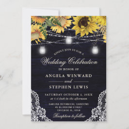Invitación Luces de Girasol Rústico y Frascos de Mason para B