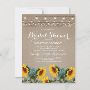Invitación Luces de Girasoles para Fiesta de Bodas de Campo R