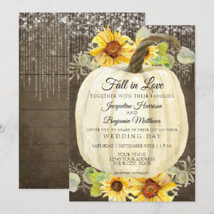 Invitación Luces de Hada Florales de Girasol Rústico Calabaza
