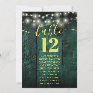 Invitación Luces de Hada Verdes en Mesa de Madera Número Gráf