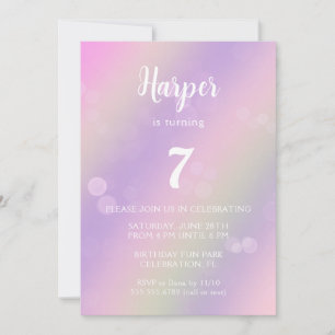 Invitación Luces de Hadas Arcoíris Rosa Púrpura Cumpleaños Ni