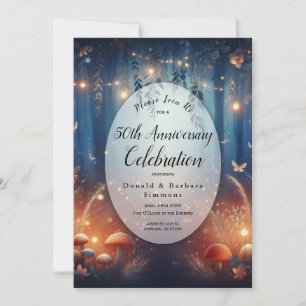 Invitación Luces de hadas de año editable en un bosque ilumin