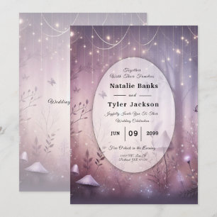 Invitación Luces de Hadas de Lavanda Mágicas para Bodas