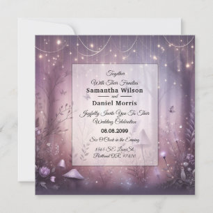 Invitación Luces de Hadas de Lavanda Mágicas para Bodas