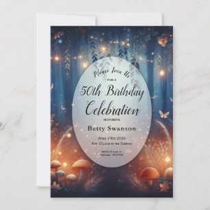 Invitación Luces de hadas editables de año en un bosque ilumi