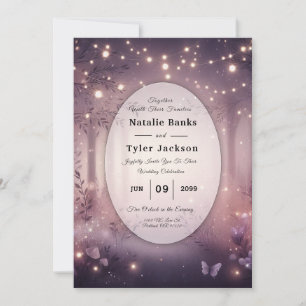 Invitación Luces de Hadas en Boda Resplandeciente del Bosque