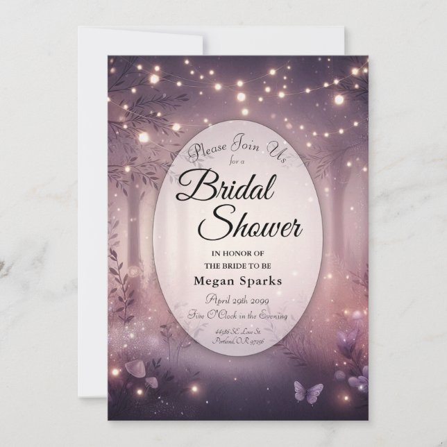 Invitación Luces de Hadas en Brillo de Bosque para Despedida  (Anverso)