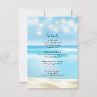 Invitación Luces de Hadas en la Playa del Océano para Boda Re