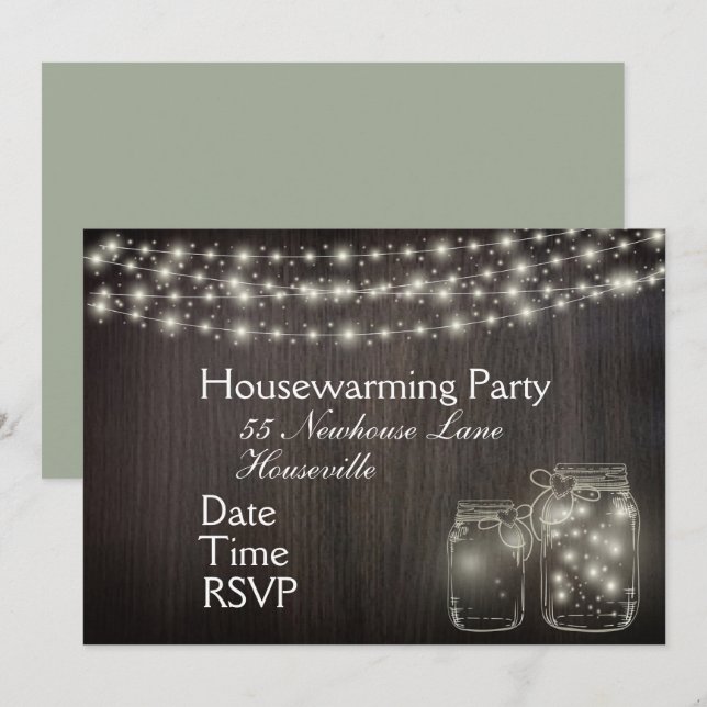 Invitación Luces de Hadas Fiesta de Estreno de Casa (Anverso / Reverso)