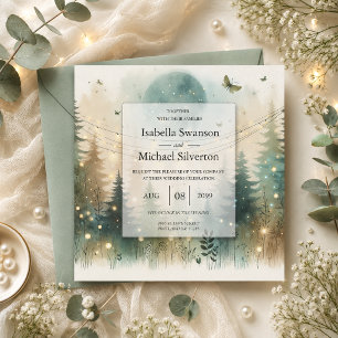 Invitación Luces de Hadas para Boda en Bosque de Pino Caprich