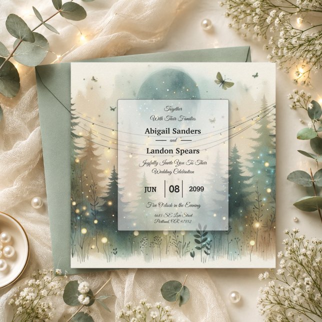 Invitación Luces de Hadas para Boda en un Bosque de Pinos Cap (Subido por el creador)