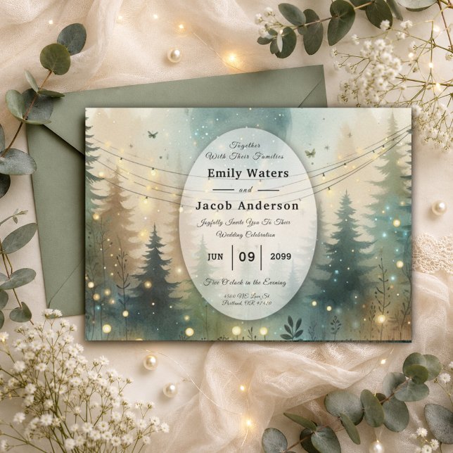Invitación Luces de Hadas para Boda en un Bosque de Pinos Cap (Subido por el creador)