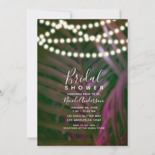 Invitación Luces de Hojas de Palma Rosadas Verdes para Desped