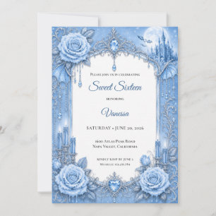 Invitación Luces de invierno Princesa Azul Dulces 16