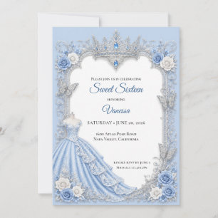 Invitación Luces de invierno Princesa Azul Dulces 16