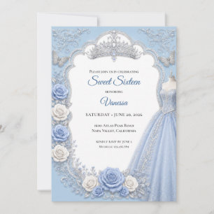 Invitación Luces de invierno Princesa Azul Dulces 16