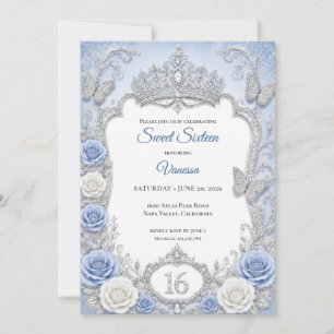 Invitación Luces de invierno Princesa Azul Dulces 16