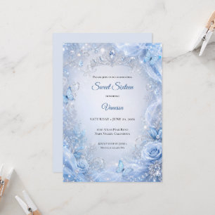 Invitación Luces de invierno Princesa Azul Dulces 16