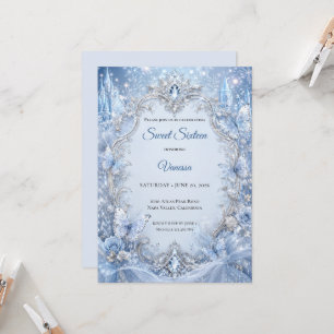Invitación Luces de invierno Princesa Azul Dulces 16