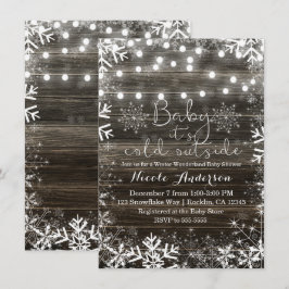 Invitación Luces de Invierno y Copos de Nieve: Baby Shower Rú