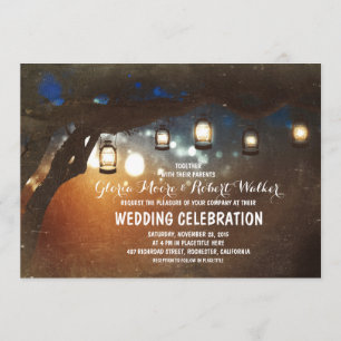 Invitación luces de jardín rústicas lámparas de araña de boda