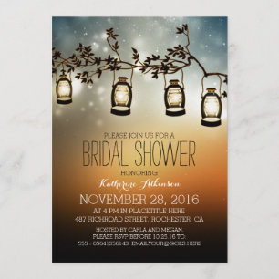Invitación luces de jardín rústicas - linternas ducha de novi