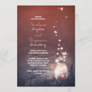 Invitación Luces de jardín rusticas - Luciérnagas Boda Mason