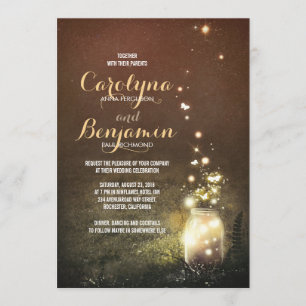Invitación Luces de jardín rusticas - Luciérnagas Boda Mason 