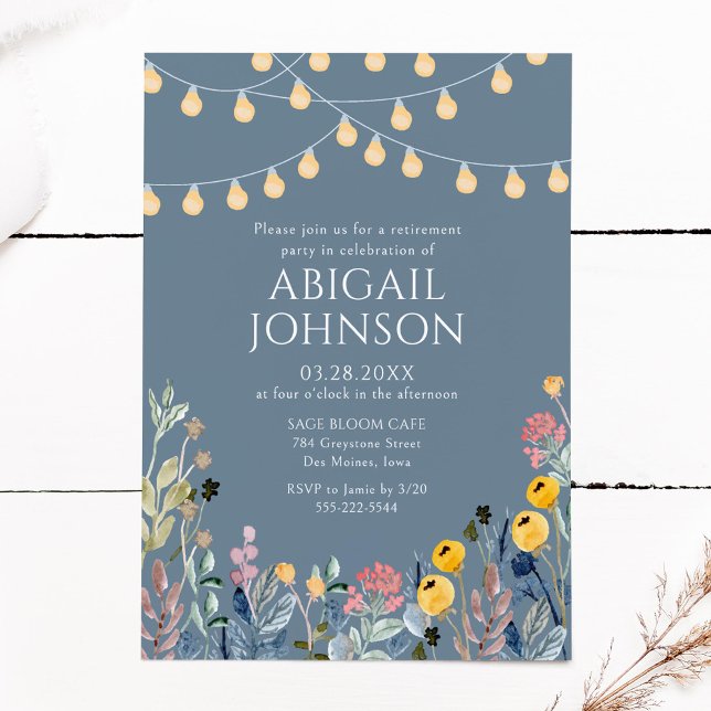 Invitación Luces de jardín y Fiesta de retiro de flores silve (Subido por el creador)