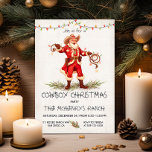 Invitación Luces de lazo de Cowboy Santa Navidades<br><div class="desc">Invitaciones del partido de los Navidades de Cowboy occidentales de color acuarela rústica . Cuenta con un vaquero de Santa Claus, guirnaldas, luces de navidad, Lasso con luces de navidad y herradura. ¡Fantástico para su Fiesta de Navidad Temática Occidental! Se puede cambiar toda la redacción. Para realizar más cambios, vaya...</div>