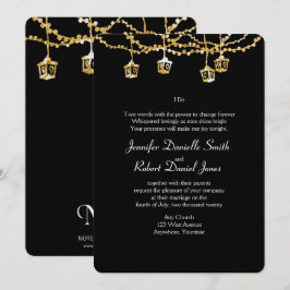 Invitación Luces de linterna de oro en Boda negro